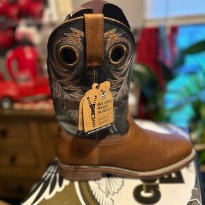 Georgia Leather Western Pull-On Boot with Embroidered Black Shaft